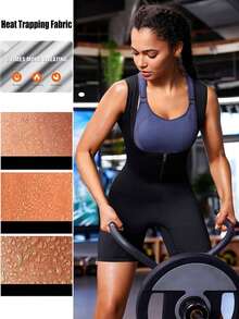 1pc Women's Sauna Suit, Waist Training Body Shaper, 3-In-1 Women's Sauna Suit Tummy Control Body Shaper Sports Fall - Silver - View 3