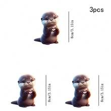 1/2/3pcs 3D Plush Texture Cute Otter Heart Hands Cartoon Animal Heat Transfer Sticker, Soft Healing Adorable Otter DIY Print, Suitable For T-Shirts, Sweatshirts, Canvas Bags, Pillows - Multicolor - View 8