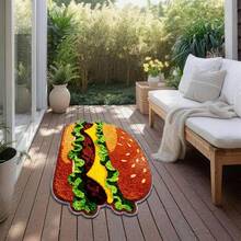 1pc Delicious Hamburger Pattern Decorative Rug, Doormat, Art Mat, Decorative Carpet, Floor Mat, Carpet, Living Room Rug, Bedroom Rug, Universal Rug - Multicolor - View 4
