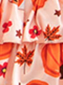 2pcs Baby Girl Cute Long Sleeve Bodysuit, Shorts, Socks And Headband Set, Thin Spring/Autumn - Apricot - View 7