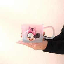 1pc Official Disney Mickey Minnie Glass Cup With Handle, 450ML Cartoon Couple Water Cup, Coffee, Tea, Juice Universal Cup, Home Breakfast Cup, Fan Valentine's Day Women's Gift - Multicolor - View 11