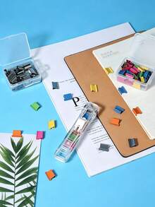 Transparent Visible Binding Clip, Compact And Portable, Simple Stapler, Sturdy And Anti-Slip, Can Clip A4 Paper And Books, Reusable, Suitable For Office, Clerical, School, Student Learning, Used For Fixing Documents And Books - Multicolor - View 6