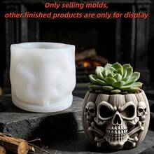 SUPWANPENG 1pc Resin Silicone Mold Halloween Vintage Striped Skull Bone Pumpkin Pot Shape DIY Handmade Casting Mold, Can Make Flower Pot, Pen Holder, Candle Holder, Key Storage Box, Suitable For Resin, Plaster, Clay, Cement, Concrete, Desktop Succulent Green Plant Decoration Ornament Mold, Perfect For Home Decor, Valentine's Day, Mother's Day, Father's Day, Christmas, Halloween Gift Handmade Mold - No W10045 Mold - View 5