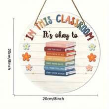 1pc 2D Flat Classic Wooden Teacher Sign "In This Classroom" Wall Decor Plaque, Suitable For Back To School, Classroom And Office Decoration, With Inspirational Message, Multilingual And Multi-Purpose - Ideal Gift For Teachers And Holidays - A - View 4