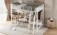 Metal Bed Frame With Storage And Ladder - Natural and White - View 7