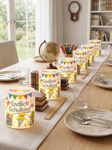 6/12pcs Back To School Lampshade Decor, Desktop Ornament, School Desk Decoration, DIY Candle Holder, Party Backdrop Decoration, Candle Stand, Tabletop Decor, Party Gift, Baby Shower Decoration, Back To School Decoration - Multicolor - View 4