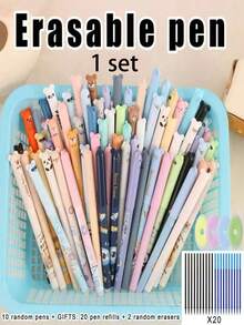 32pcs Bear Pattern Erasable Pen Set [10 Pens + 20 Refills + 2 Erasers/32 Refills] Neutral Pens, Random Pattern Bear Neutral Pens, First Day Of School - Multicolor - View 12