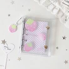 1pc Mini Photo Card Album With Fruit Bead Pendant, Transparent Polka Dot Cover, Replaceable Pages Idol Card Storage Binder, Student Star Card Collection Book, Strawberry Tomato Green Apple Pattern, Back To School,Card Holder - Photo Album - View 13