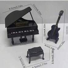 1:12 Mini Black Grand Piano Miniature Model With Matching Piano Stool, Realistic Musical Instrument Details, Suitable For Dollhouse Miniature Furniture Scenes, Can Be Used As Desktop Decor, Home Decoration And Figurine Scene Accessory - Multicolor - View 12