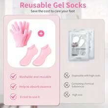 1 Set Moisturizing Foot Mask & Hand Mask, Convenient Multi-Functional Anti-Crack Foot Socks & Hand Gloves, Upgraded Silicone Foot Socks With Non-Slip Particles On Bottom, All-Day Moisturizing Foot Care, Easy To Clean, Suitable For Dry And Cracked Feet, Silicone Moisturizing - Multicolor - View 10