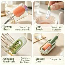 New Multifunctional Cup Brush Set, Retractable Portable Long Handle Water Cup Cleaning Brush, Travel Mini Cleaning Brush, Suitable For Glass Cups, Insulated Cups, Baby Bottles And Cup Rim Stain Cleaning - A - View 8