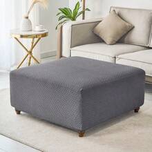 1pc Solid Color Jacquard Ottoman Stool Cover, M Size, Full Coverage Elastic Footstool Cover, Anti-Dirt Footrest Cover, Suitable For Living Room Sofa/Chair - Multicolor - View 8