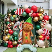 Standing Base Christmas Candy Cane Gingerbread Man Balloon Christmas New Year Party Decoration Aluminum Foil Balloon - Multicolor - View 3