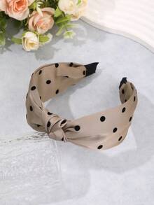 1 Stück breites gepunktetes Haarband mit Knoten für Damen, Satin-Stoff mit Twist-Obenknoten, modisches Haaraccessoire für Urlaub und Strand - Verschiedenfarbig - Übersicht 11