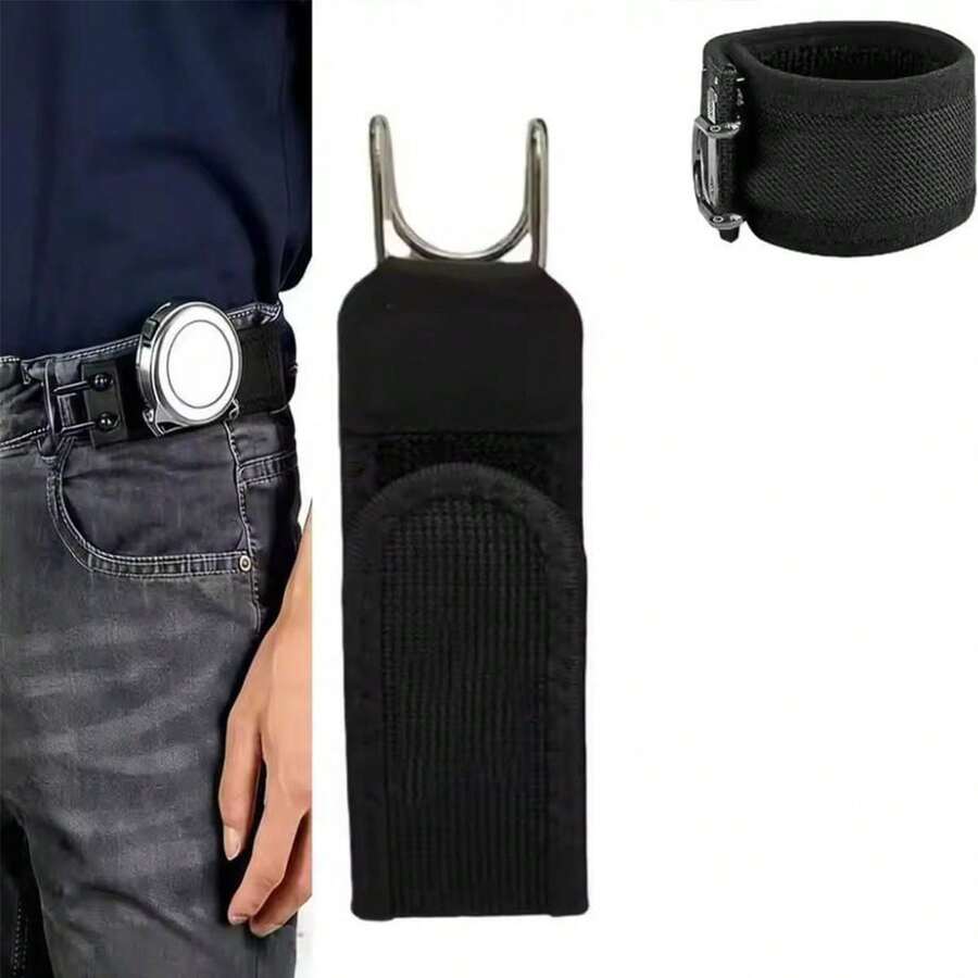 Cinturón unisex elástico ajustable y holgado con cierre de gancho y bucle y hebilla de liberación rápida - Multicolor - Ver 1
