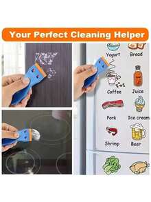 1 Plastic Scraper With 10 Plastic Blades, For Removing Labels And Stickers From Window Glass, Cleaning Floors, Stoves, Car Windows - Multicolor - View 4
