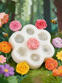 Resin Silicone Mold 1pc/2pcs Mini 3D Rose Candle Mold Peony Mold Clay Plaster Carnation Mold DIY Spring Floral Garden Decor Mold Home Desktop Ornament Mold - Miniature Seven-flower Silicone Mold - View 10