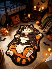 1pc Lying Down Tiger Pattern Cat Rug, Living Room Carpet, Area Rug, Small Area Rug, Mat, Home Decor, Large Living Room Carpet, Round Rug, Living Room Home Decor, Room Decor, Washable Carpet, Halloween Gift - Tabby Cat Lying On Back - View 1