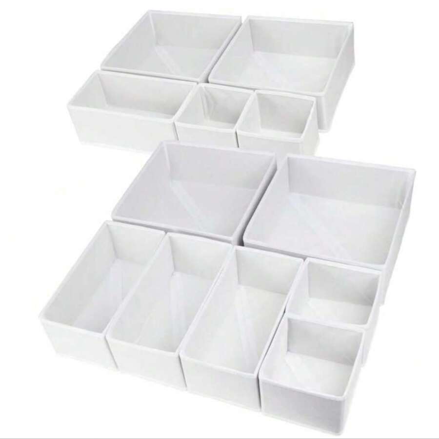 1pc White Foldable Fabric Drawer Organizer With Zipper, Closet Organizer For Socks, Bras, Towels, Ties - Space-Saving Wardrobe Organization Solution,Dorm Room - Multicolor - View 1