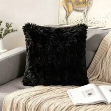 Plain Plush Cushion Cover Without Filler - Black - View 2