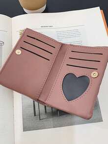 Portefeuille bifold matelassé brodé pour femmes avec poche zippée pour pièces, fentes pour cartes, porte-monnaie multifonction - Rose bonbon - Voir 8