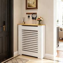 UNHO Modern White Radiator Cover MDF Cabinet Heater Enclosure With Wood Top 35.6" H - White - View 6