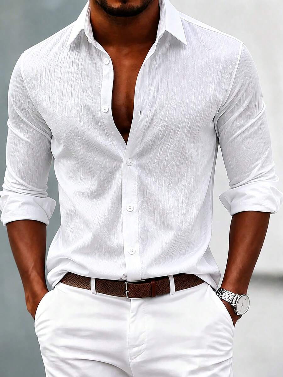 Men's Casual Fashion Long Sleeve Button-Up Shirt, Autumn for Sale ...