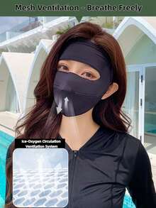 1pc Women's Summer Face Sun Protection Mask, Full Face UV Protection, Ice Silk Breathable, Suitable For Daily Outings And Travel - Face Bikini - View 3