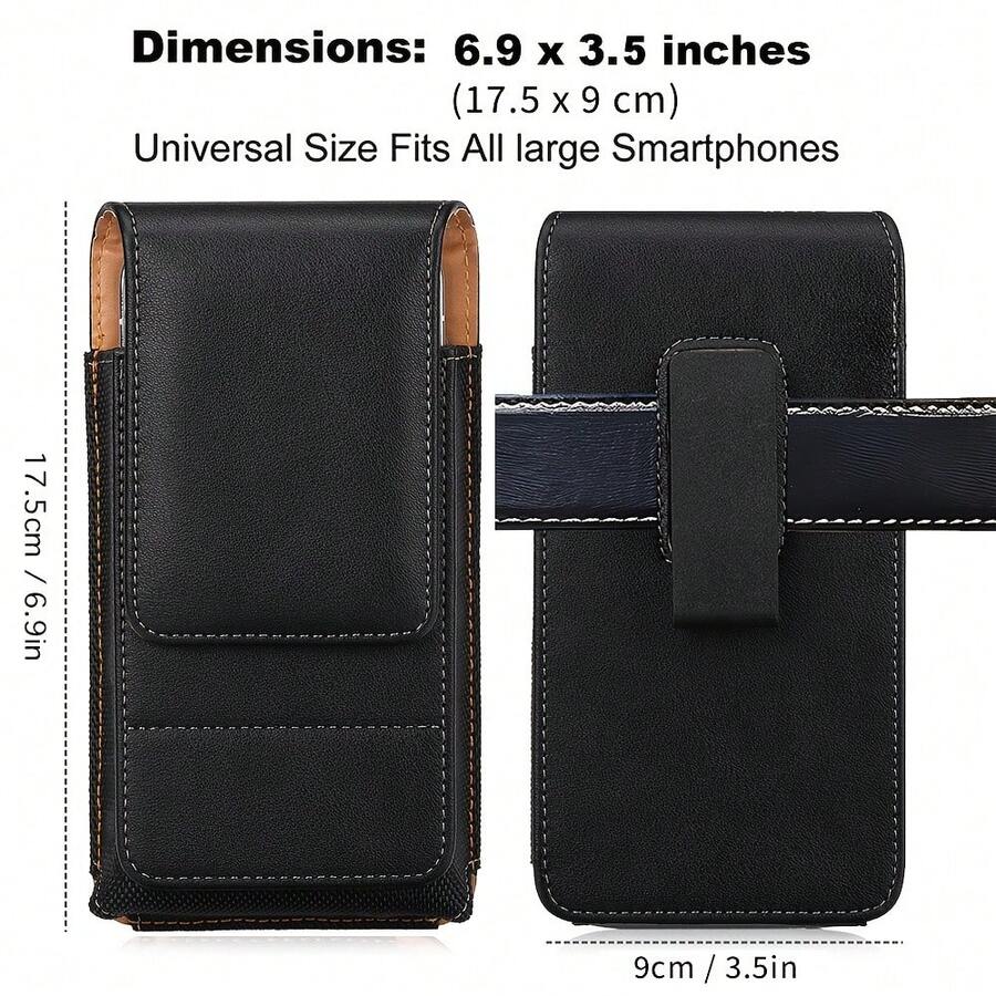 Funda para teléfono móvil con funda de cinturón, clip de cinturón y portatarjetas | Bucle de cinturón ajustable giratorio, funda de fácil limpieza | Perfecto para el desplazamiento diario - Negro - Ver 1