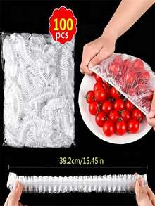 100 piezas/Paquete Tapas de plástico desechables para envolver alimentos - Solución premium de conservación de alimentos para frutas, arroz y sobras - Cubiertas de sellado duraderas, a prueba de fugas y multiusos - Ideal para uso doméstico y restaurantes - multicolor - Ver 2