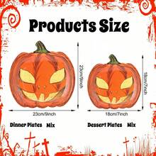 12/36 Stücke 6 sortierte Halloween-Pappteller, Einweg-Essenssteller in Kürbisform 7 Zoll + 9 Zoll, süße Geistergesicht-Dekoration, Halloween-Party-Zubehör (Durchschnittsmischung) - Kürbisteller - Übersicht 2
