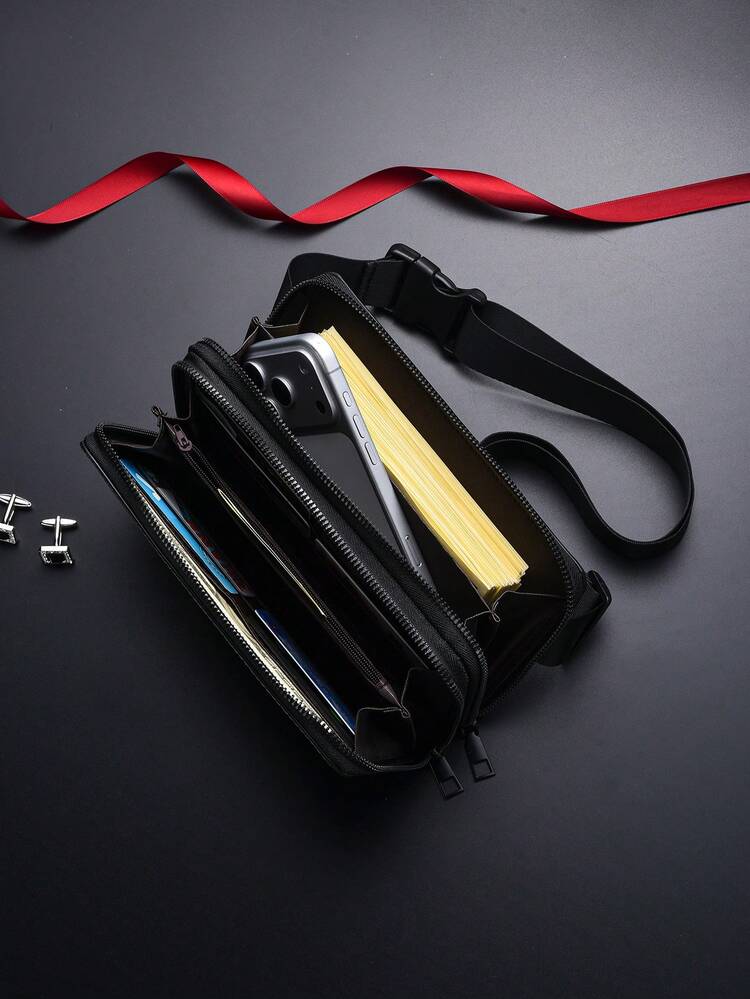 Túi đeo hông nam mới, túi đeo chéo và cầm tay đa năng với dây đeo vai điều chỉnh được, khóa kéo, dung tích lớn, nhiều ngăn đựng thẻ, ví đựng điện thoại - Nhiều màu - Xem 3