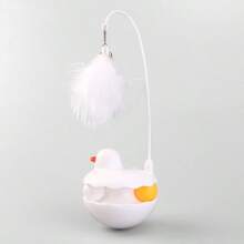 鴨子造型貓滾球玩具，含羽毛逗貓棒與滾球，室內多功能互動貓玩具，腦力鍛鍊，2色可選 - 彩色 - 查看 10