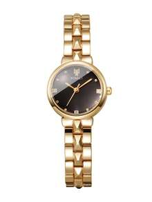 Women's Luxury Rhombus Patchwork Alloy Band Quartz Watch, Classic Minimalist Dial Bracelet Wristwatch, Gift For Girlfriend (1pc/Set) Watch Box Not Included - Gold - View 9