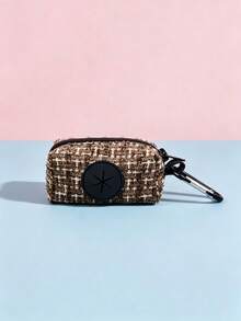 1pc Dog Poop Bag Dispenser, Dog Accessories, Dog Pendant Combination, Plaid Teddy Wool Design Pet Waste Bag Holder (Does Not Include Pet Waste Bags), Outdoor Dog Poop Bag, Pet Waste Bag, Ideal Outdoor Tool For Pet Owners - Multicolor - View 7