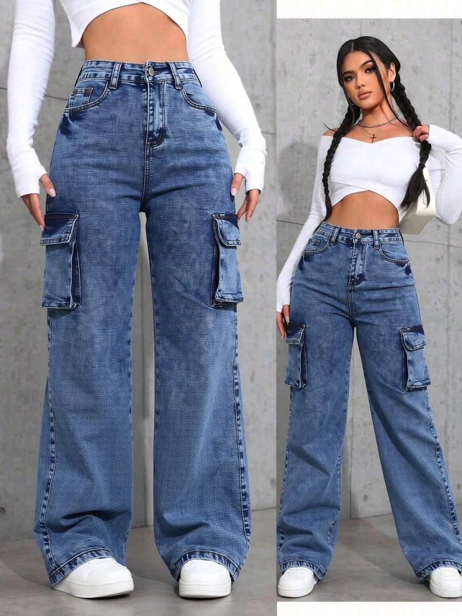 Women Jeans - 雪花藍 - 查看 1