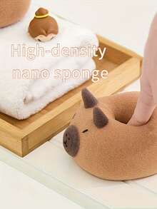 2pcs/Set Cute Capybara Shaped Bath Sponge - Soft High-Density Nano Sponge With Gentle Exfoliating Bath Brush, Suitable For Gentle Scrubbing And Foaming Cleaning - Spa Gift | Durable Bath Sponge - Capybara Bath Sponge - View 9