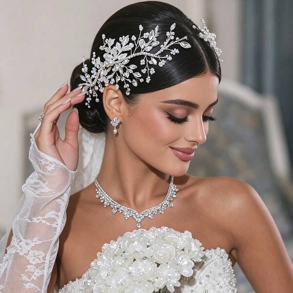 1pc Handmade Bridal Headband, Luxury Rhinestone Headpiece, Bridal Wedding Dress Hair Hoop, Hair Accessory For Wedding, Ball, Party, Birthday And More