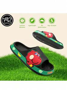 GETAC Chanclas Infantiles Antideslizantes con Dinosaurio 3D, Sandalias para Niño y Niña, Pantuflas de EVA Suaves, Ligeras, Cómodas, para Playa, Baño, Casa y Verano - Negro - Ver 2