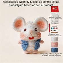 Blue Vest & White Mouse Crochet DIY Material Kit, Beginner Handmade Knitting Set, Unfinished Multi-Color Yarn Complete Tool Set With Tutorial, Suitable For Crochet Enthusiasts, Thoughtful Holiday Gift - Multicolor - View 8