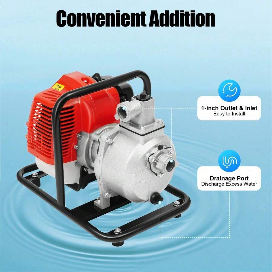 Gasoline Engine Water Pump 2-Stroke Engine Water Pump 43CC Water Transfer Pump 1.25KW/1.7hp - Red and Black - View 1