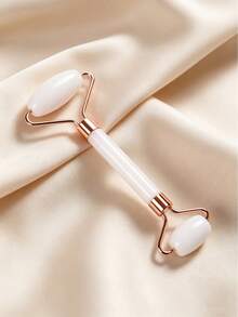 1pc Pink Natural Rose Quartz Facial Roller & Gua Sha Set, Elegant Style Crystal Heart-Shaped With Metal Frame Detail, Facial Massage Function Face Massager Tool, For Skincare Routine Home Spa Daily Use All Season Beauty Gift - Multicolor - View 6