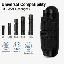 1 st 360° taktisk ficklampsfodral för midjan, hållbar jaktbelysningstillbehör, överlevnadskit, roterande ficklamphållare - Basmodell - Visa 8