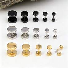 1 set (10 piezas) Pendientes de botón para mujeres de acero inoxidable, pendientes de botón para hombres, hipoalergénicos, pendientes de cartílago redondos de hélice, set de pendientes de botón para múltiples perforaciones - Multicolor - Ver 10