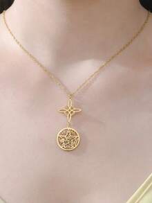 LIKGREAT 1pc Double Amulet Protection Necklace Knot Pentagram Four-Character Stainless Steel Protective Jewelry Wholesale - Fashion Series - View 10