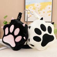 Mochila de Peluche para Niños con Diseño de Patas de Gato y Perro, Linda Mochila Blanca con Correas Ajustables, Bolsa de Peluche Suave, Mochila de Gran Capacidad para Niñas. - Mochila - Ver 2