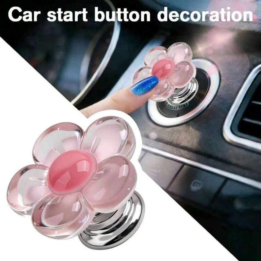 Car Interior Fresh Flower Start Button Decoration - A - View 1