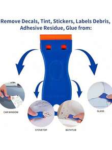1 Plastic Scraper With 10 Plastic Blades, For Removing Labels And Stickers From Window Glass, Cleaning Floors, Stoves, Car Windows - Multicolor - View 6