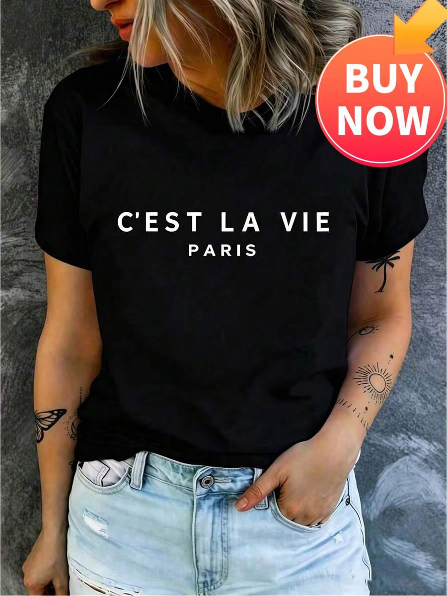 Summer Clothing For Women Smiling Friends Cartoon Print T-Shirt Unisex - Black - View 1