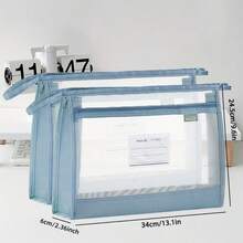Extra-Large A4 Mesh Storage Pouch – Multi-Colors, Clear & Breathable, Double Zipper Closure, Tear-Resistant & Reusable. Great For Office Supplies, Toiletries, Or Craft Items, Random Accessory - Double-layer Mesh / Thickened Version - View 5